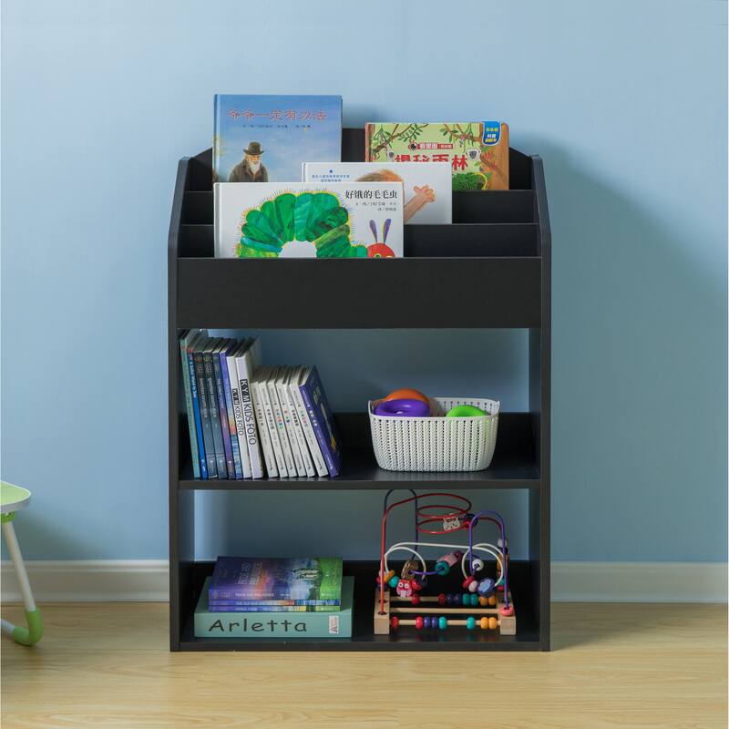 Modern Wooden Storage Bookcase with Shelf, Playroom Living and Office