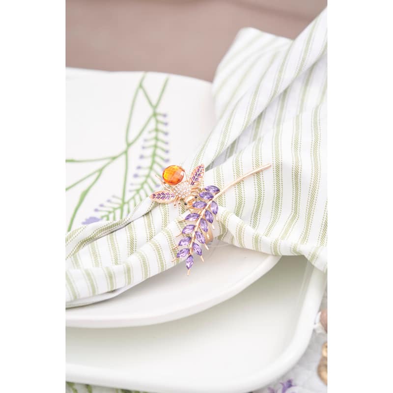 20" x 20" Lavender Fields Reversible Graphic Print Machine Washable Napkins Set of 6 - Purple