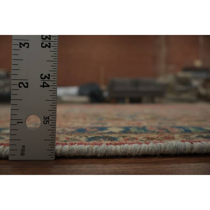 Hand Knotted Oriental 100% Wool Carpet Traditional Floral Pink Kashan Area Rug - 13' 1'' X 9' 9''