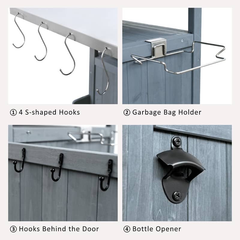 40.5" Outdoor Grill Cart with Stainless Steel Top Removable Shelf and Drop Leaf Design for Easy Storage