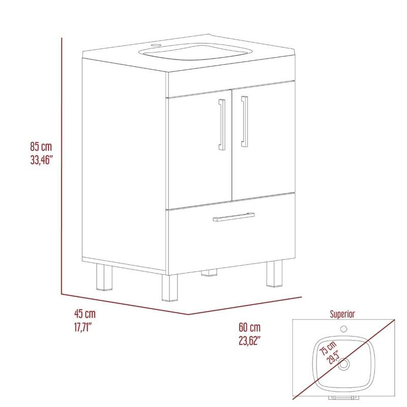 Single Bathroom Vanity for Bathroom,Easy To Assemble,White