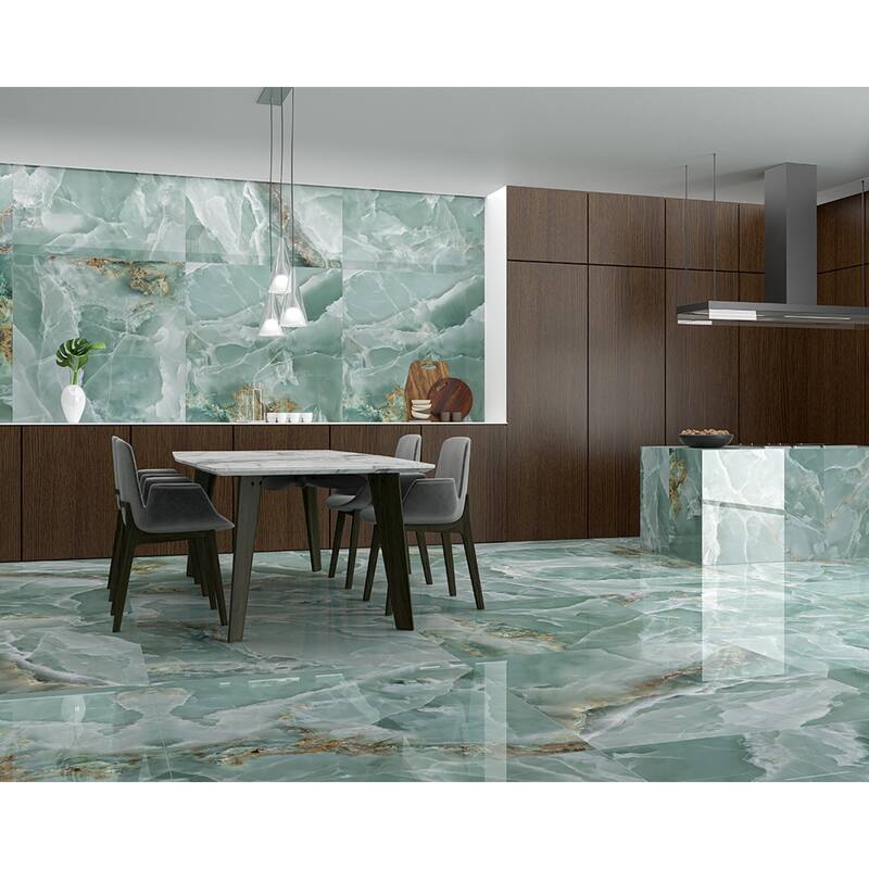 Industry Tile 24x48 Onyx Emerald Green polished porcelain tile