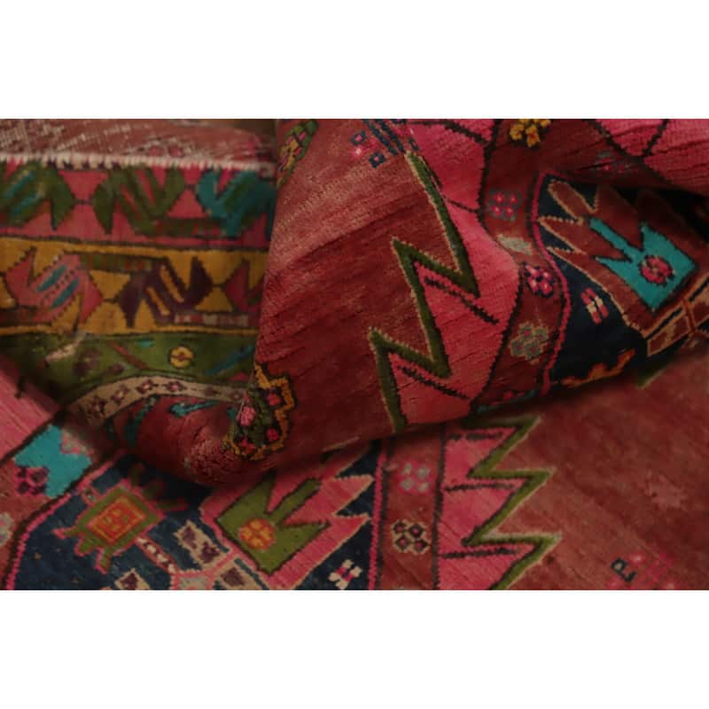 Hand Knotted Oriental 100% Wool Carpet Traditional Geometric Red Meshkin Area Rug - 7' 7'' X 4' 1''