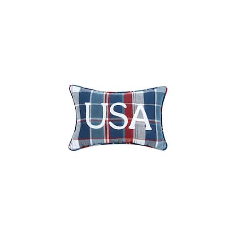 Laurel & Mayfair Picnic Plaid USA Embroidered Pillow, 8x12"
