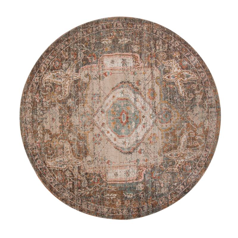 Ethereal May Vintage Medallion Brown/Orange Area Rug