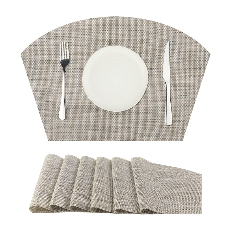 Table Placemats Set of 6 Placemats Heat Resistant Water Proof Table Mats - 18x12 inch - Beige