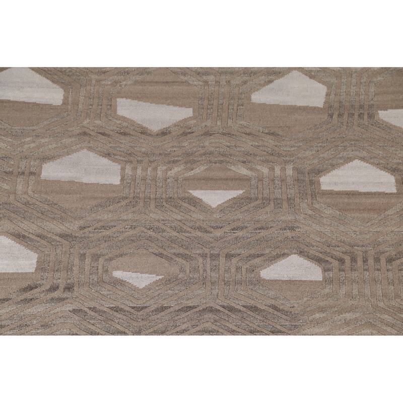 Contemporary / Modern Area Rug Handmade Wool Carpet - 9'2" x 11'8"