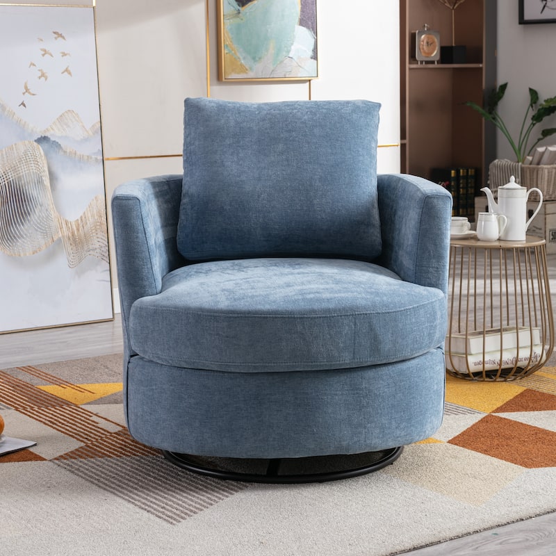 Modern Upholstered Swivel Barrel Chair for Living Room