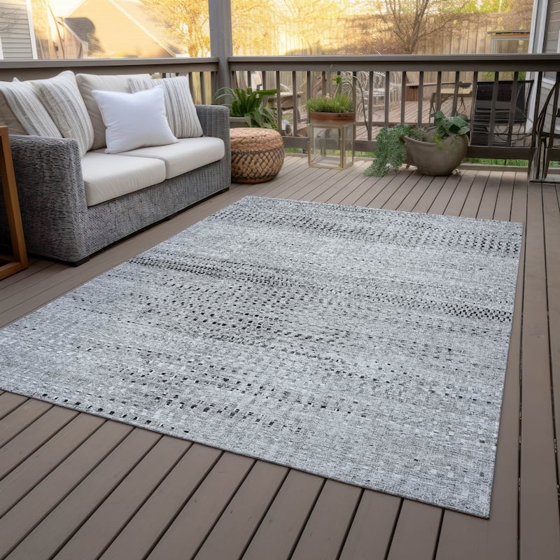 Machine Washable Indoor/Outdoor Moroccan Modern Chantille Rug