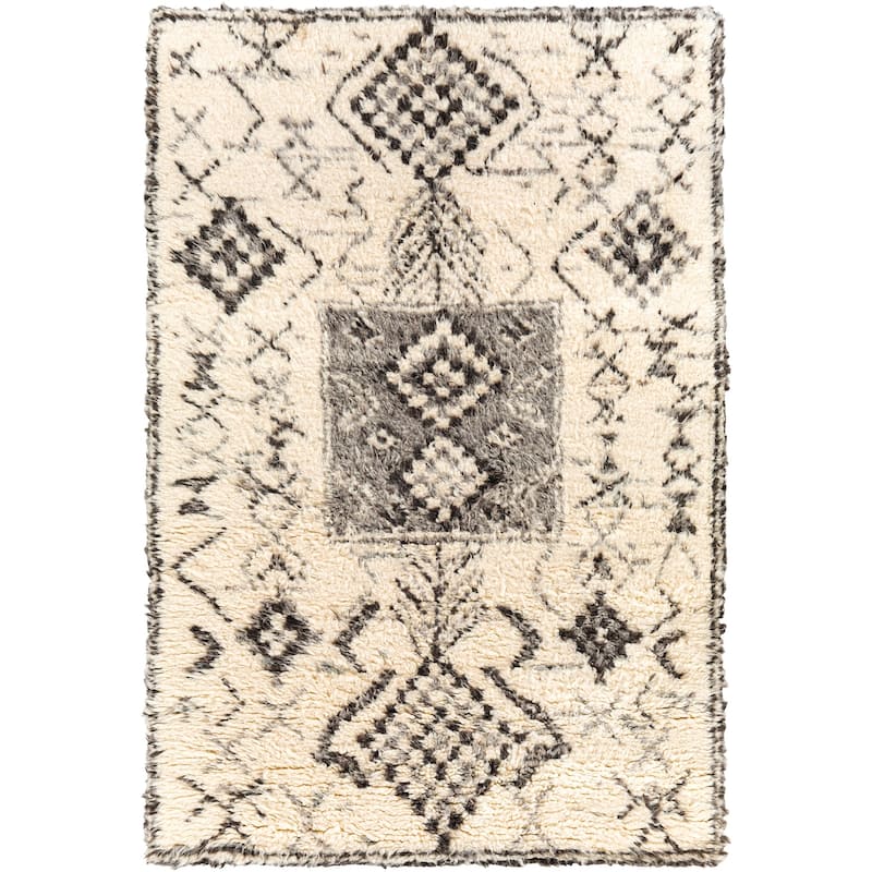 Jahleel Handmade Bohemian Diamond Wool Area Rug