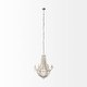 preview thumbnail 3 of 8, Phillum Silver Metal & White Wood Beaded Six Bulb Chandelier - 29"W x 29"D x 37"H