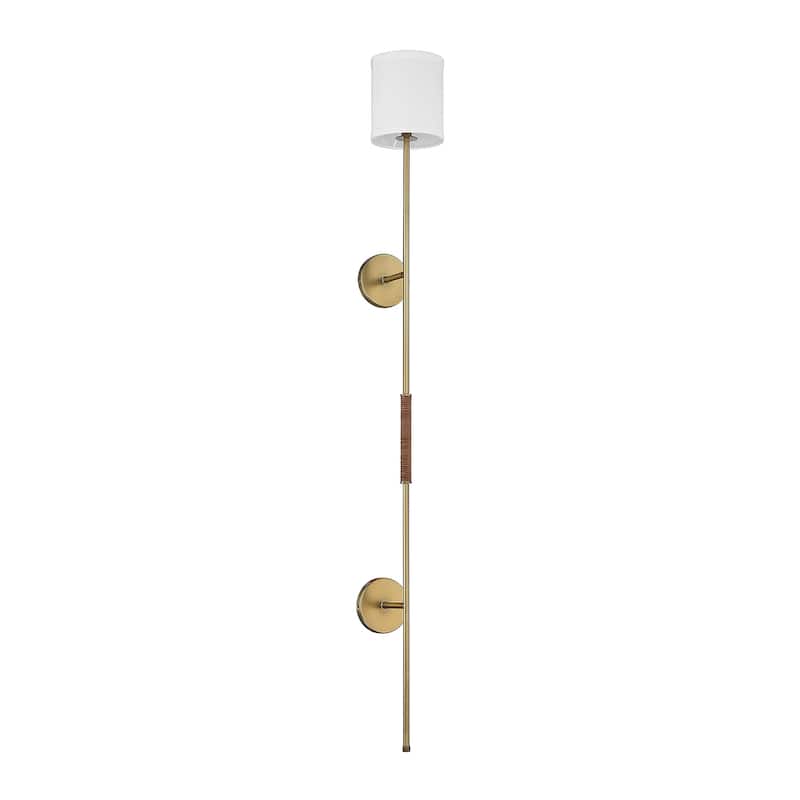 Trade Winds Nico 1-Light Wall Sconce in Natural Brass with Leather Accent
