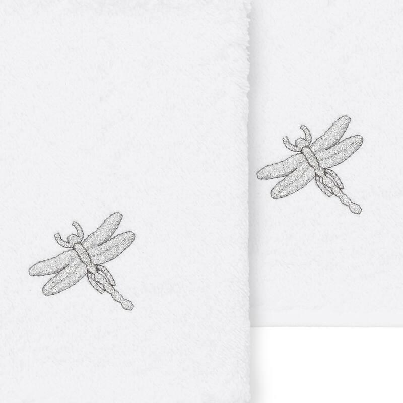 Authentic Hotel and Spa 100% Turkish Cotton Braelyn 2PC Embellished Washcloth Set
