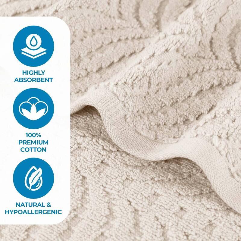 Superior Chevron Zero Twist Solid and Jacquard Cotton 8 Piece Towel Set