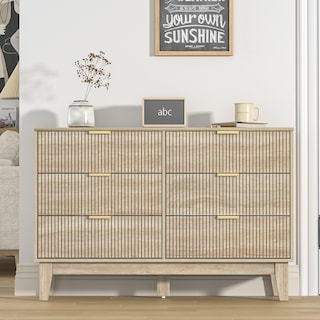 Anmytek 6-Drawer Double Dresser Wood Chest of Drawers Modern Bedroom Organizer