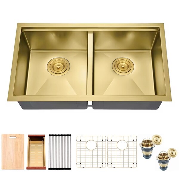 最大10%OFFクーポン Undermount Gold 32'' HOME CB & Kitchen Bowl Double in Drop 邦楽