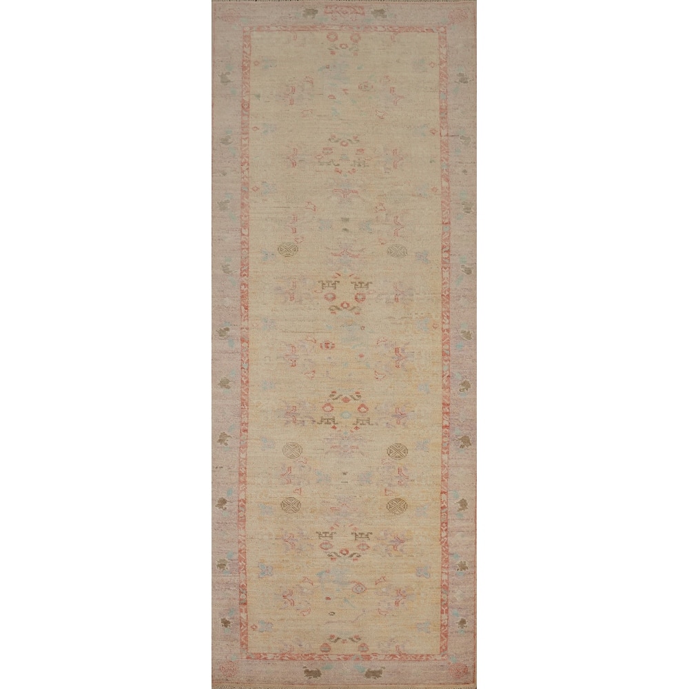 Hand Knotted Oriental 100% Wool Carpet Traditional Floral Yellow & Gold Ziegler Runner Rug - 9' 9'' X 3' 0''
