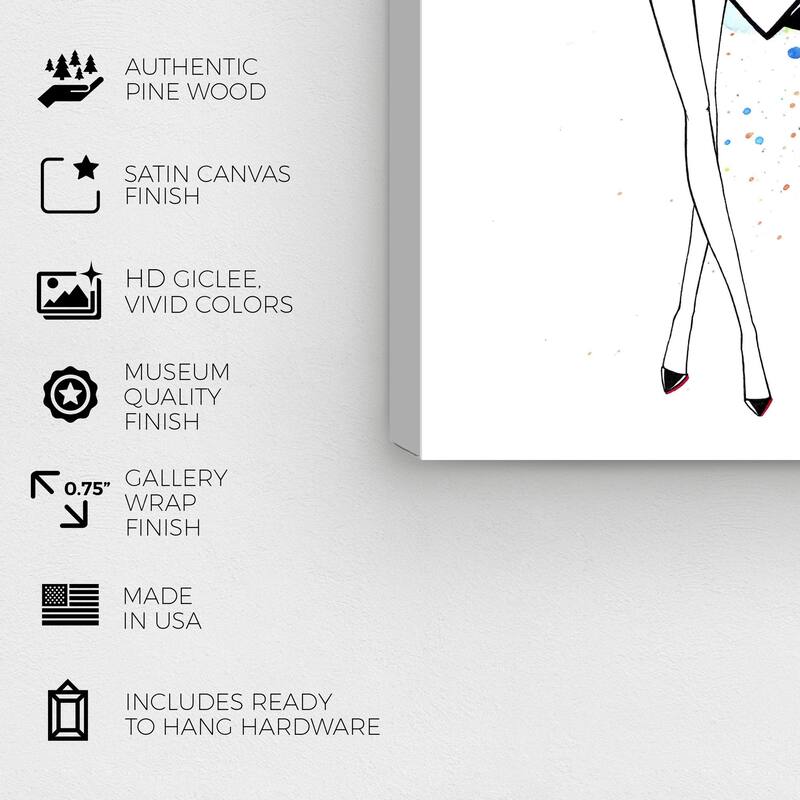 Wynwood Studio Canvas Fashion and Glam Doll Memories - Shopping Spree Black and Glam Wall Art Canvas Print
