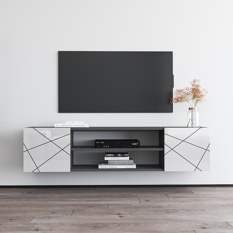 London EF 63" TV Stand - Gray/White