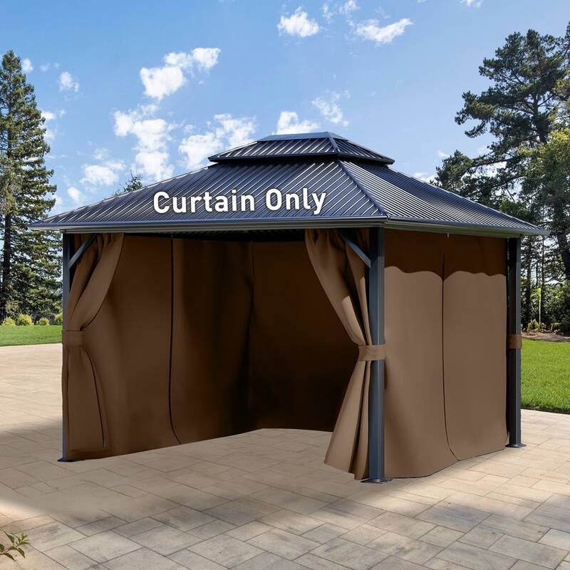 Aoodor Gazebo Curtain Replacement - Universal 4-Panel Sidewalls 10' x 13', Curtain Only