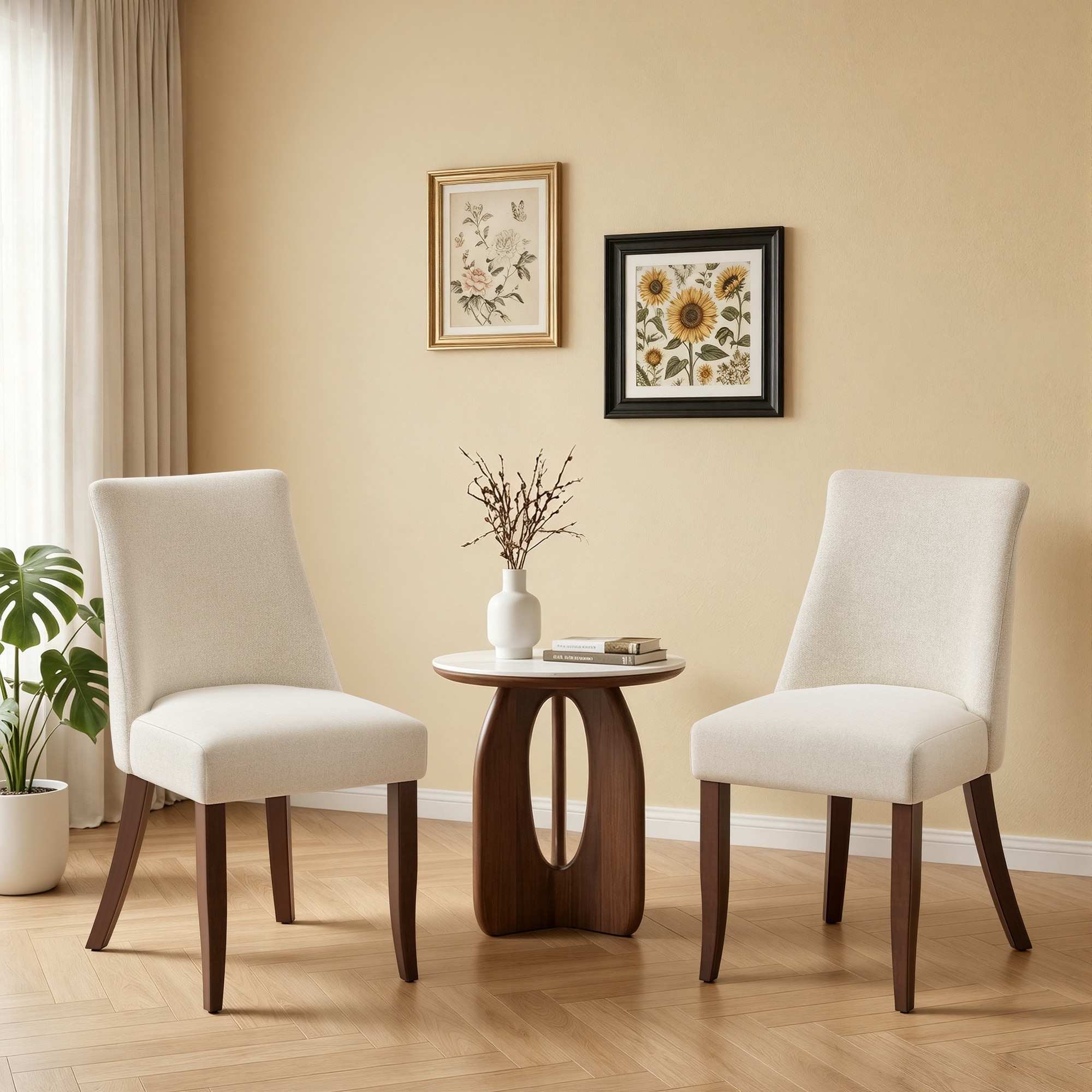 RENEWLINE Linen Upholstered Solid Wood Dining Side Chairs