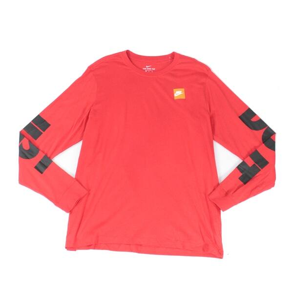 Shop Nike Mens T Shirt Red Size Xl Just Do It Print Long Sleeve Crew Tee On Sale Overstock 31574397