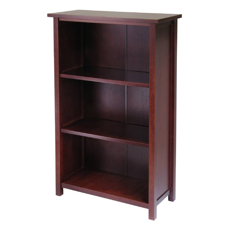 43” Medium 4-Tier Walnut Finish Solid Wood Storage Shelf Bookcase