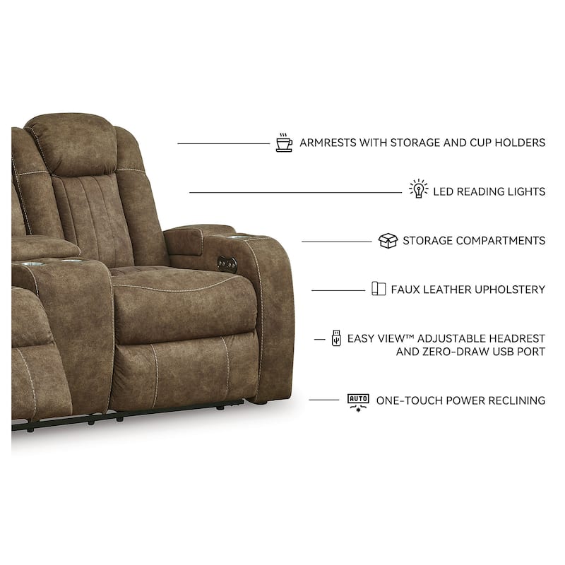 Signature Design by Ashley Wolfridge Brindle Power Reclining Loveseat - 75"W x 42"D x 42"H