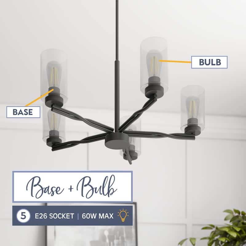 Prominence Home Lantier 5-Light Matte Black Chandelier with Clear Glass - 25.5