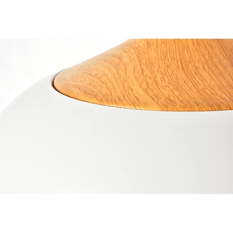 Living District Nora Collection White and Natural Wood Pendant