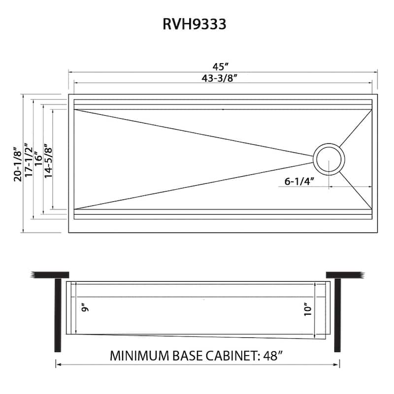 Ruvati 45-inch Workstation Two-Tiered Ledge Kitchen Sink Apron-Front 16 Gauge Stainless Steel - RVH9333 - 45" x 20-1/8″