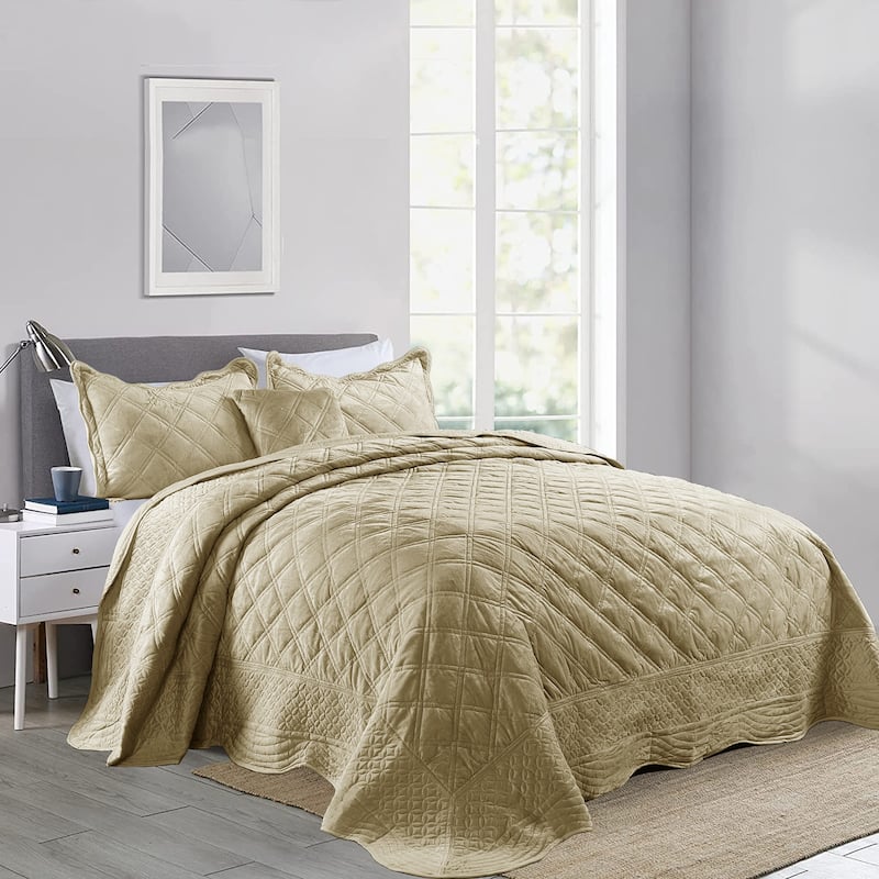 Serenta Supersoft Microplush Quilted 4 Pieces Bedspread Coverlet Set