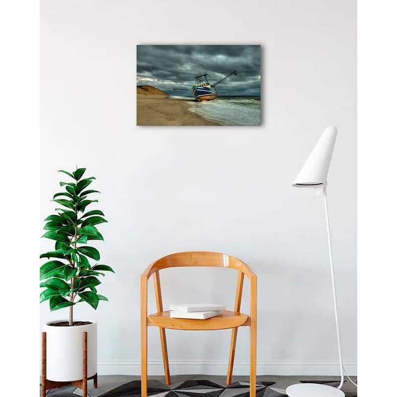 Grounded Boat After Storm Sunrise Cape Cod by Wayne Collamore Art Poster - Print On Demand - 18 x 24 Inch
