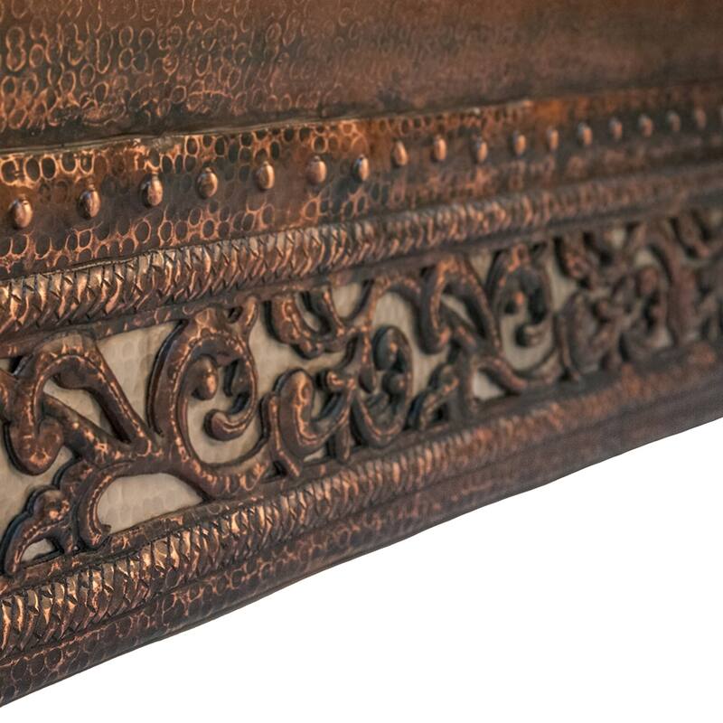 67-in Hammered Copper Double Slipper Bathtub with Scroll Base and Nickel Inlay (BTN67DB)