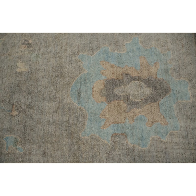 Hand Knotted Oriental 100% Wool Carpet Transitional Floral Greys & Charcoal Oushak Area Rug - 6' 5'' X 5' 2''