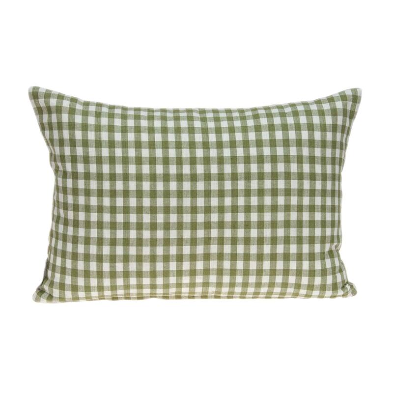 Embroidered Fern Rectangular Cotton Throw Pillow - 20" - Green and Beige