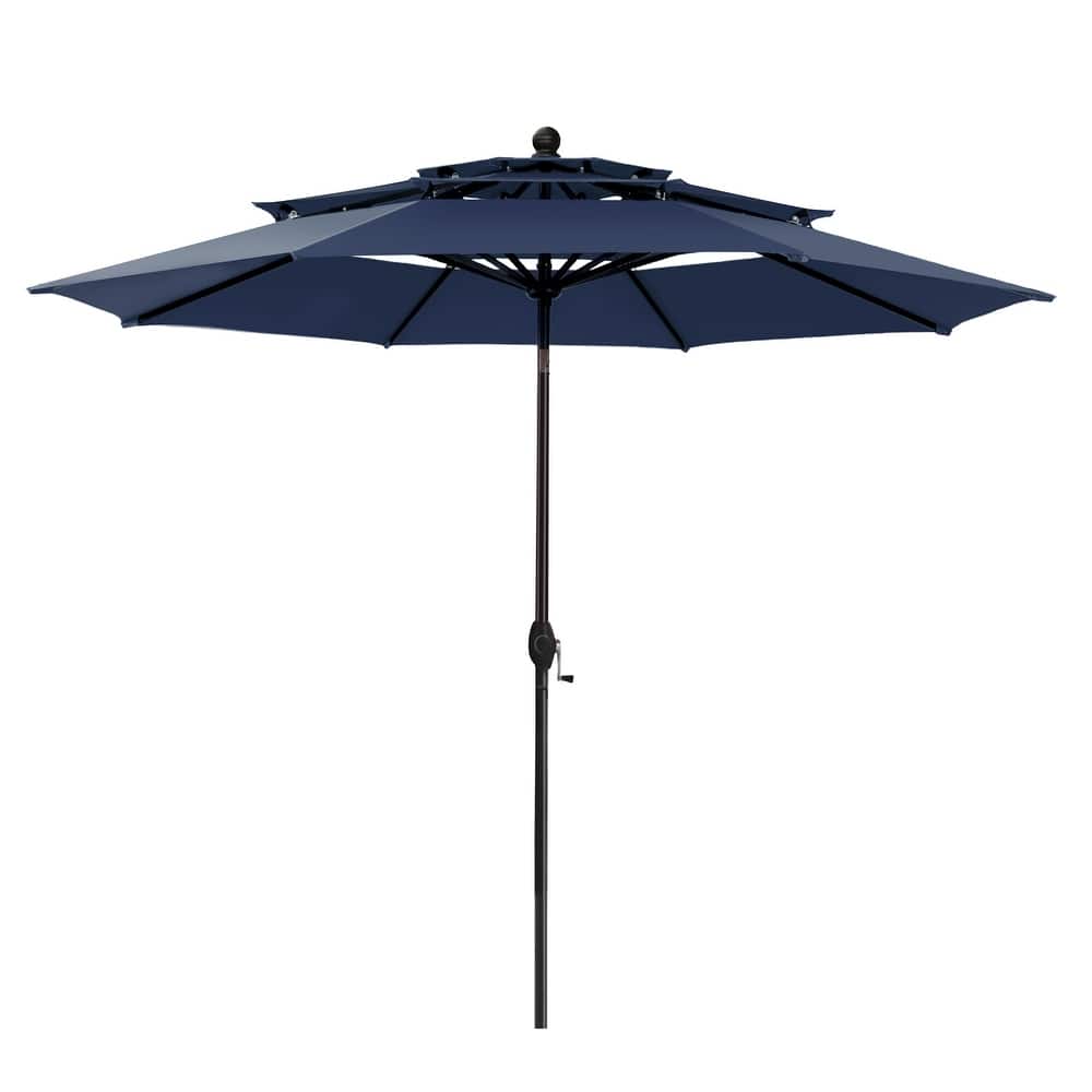 MAISON ARTS 10ft 3 Tiers Vented Patio Outdoor Umbrella with Auto-tilt and Crank Lift