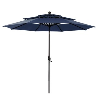 MAISON ARTS 10ft 3 Tiers Vented Patio Outdoor Umbrella with Auto-tilt and Crank Lift