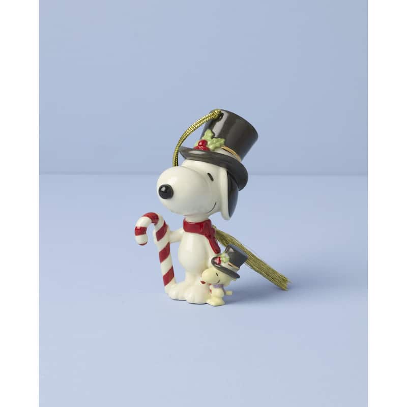 Lenox Snoopy & Woodstock with Candy Cane Ornament