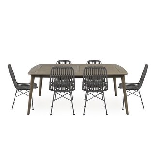 Sawtelle Outdoor 6-Seater Wicker Dining Set by Christopher Knight Home