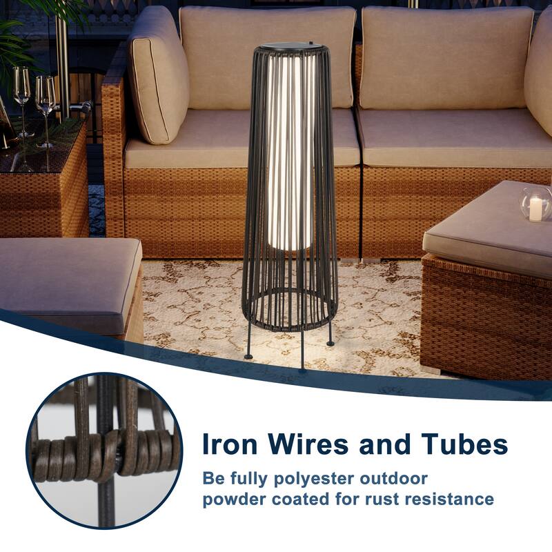 Solar Powered Outdoor Floor Lamp Resin Wicker Outdoor Lamps