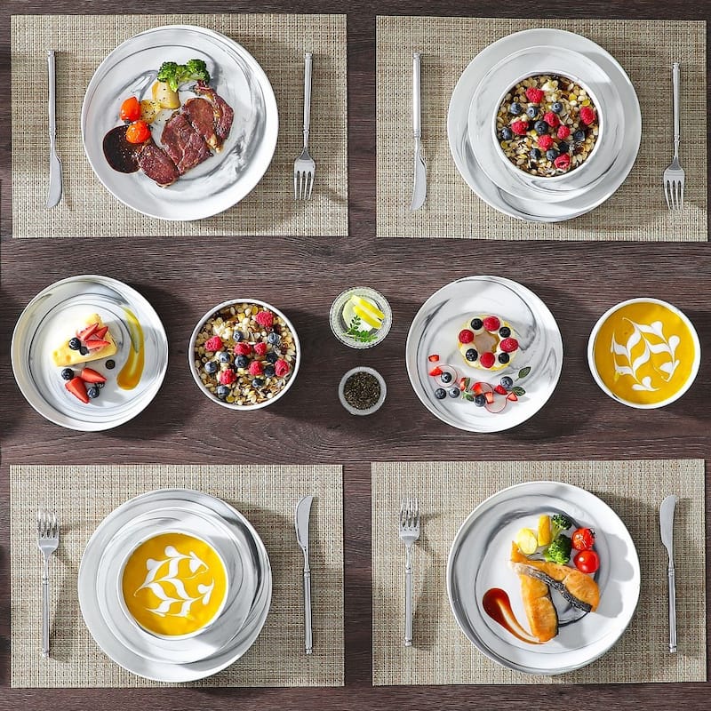 MALACASA LUNA 18-Piece Porcelain Dinnerware Set (Service for 6)