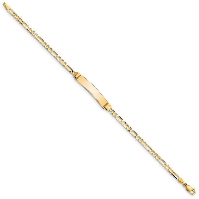 Curata 5.25mm 10k Yellow Gold Engravable Figaro Link ID Bracelet