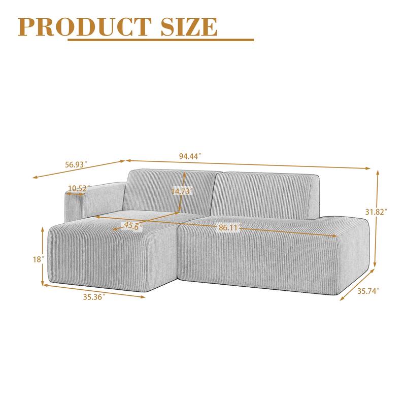 Corduroy Fully Sponge Molded Modular Sectional Sofa with Ottoman