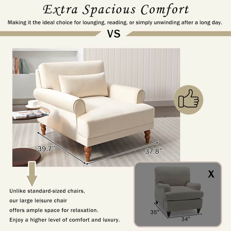 Beige 37.8" Velvet Accent Chair