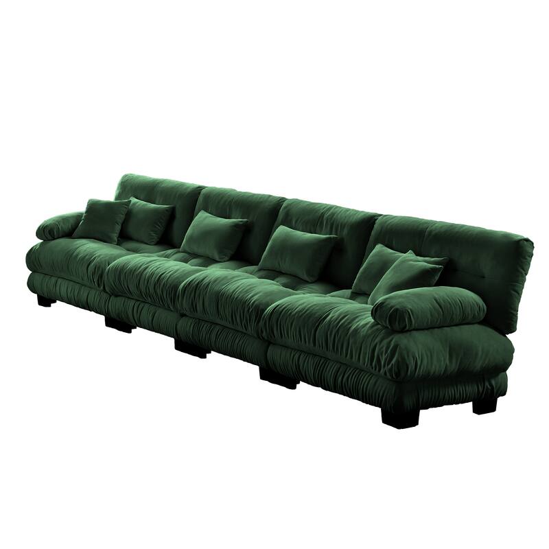 Roomfitters 4-Seater Modular Chenille Sofa, Deep Seat Cloud Couch with Round Bolster Armrests