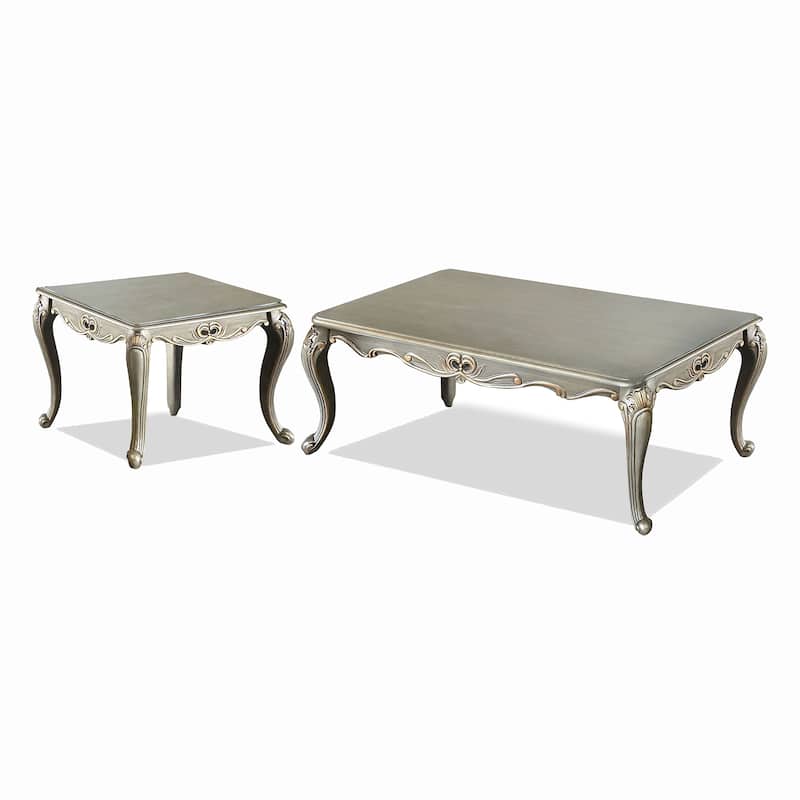 Furniture of America Furno Traditional 2-Piece Champagne Wood Coffee Table Set