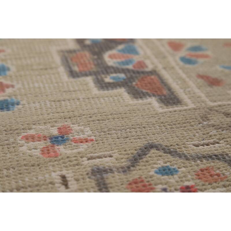 Geometric Tabriz Persian Rug Handmade Beige Wool Carpet - 8'2"x 10'9"