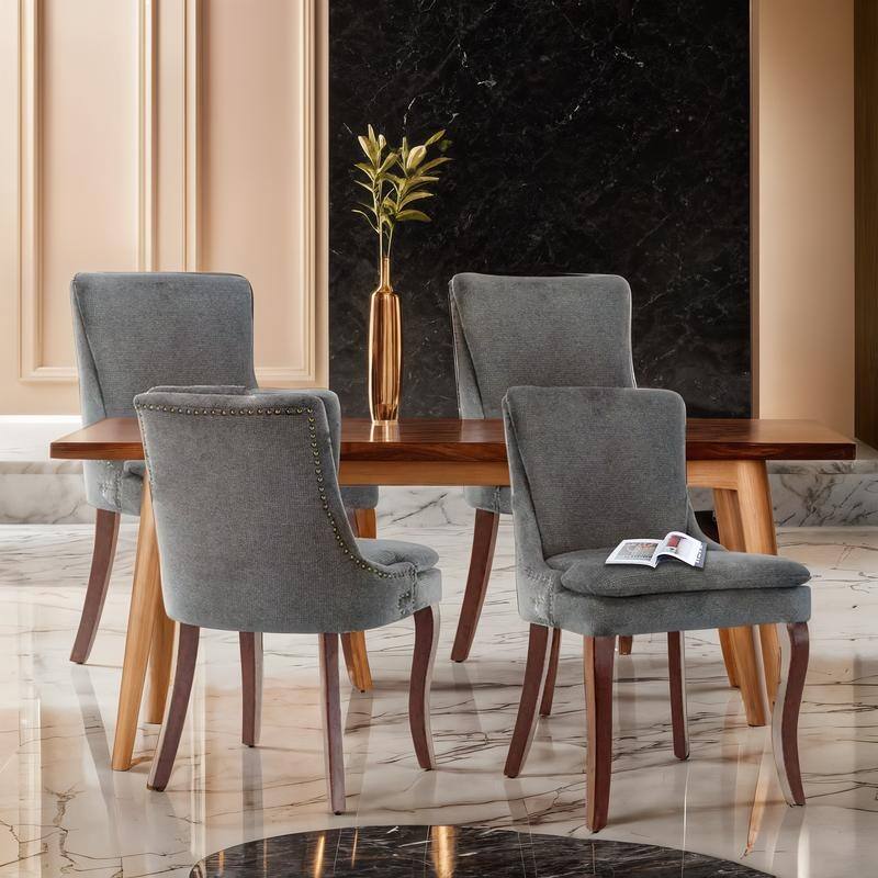 Modern Double-layer Cushioned Dining Chairs Set of 4