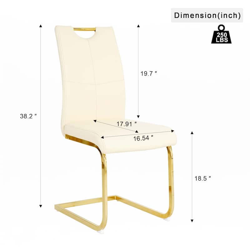PU dining chair Living room Chair Upholstered chair,Gold Metal Chair Leg(Set of 2)